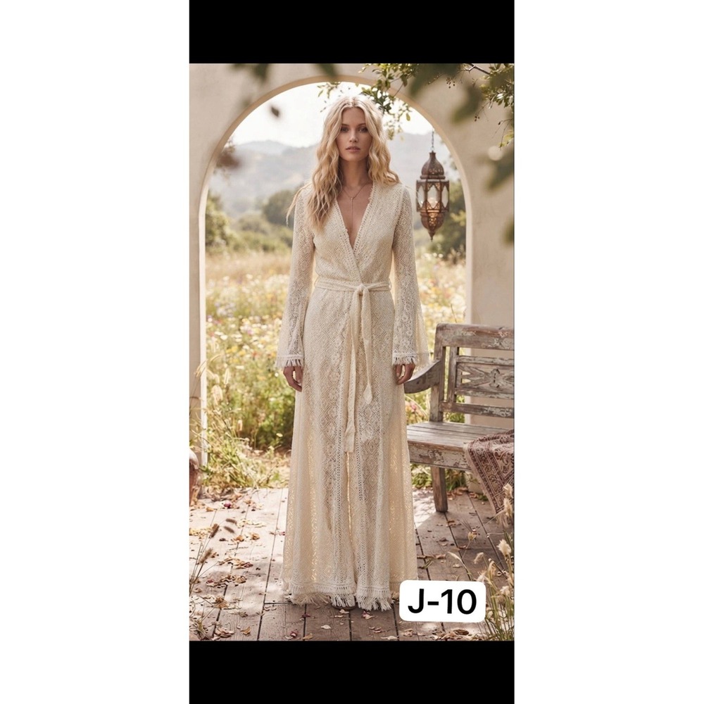 Coven & Co Pirate Queen Lace Wrap Dress Duster Robe Ivory Small NWT Whimsigoth